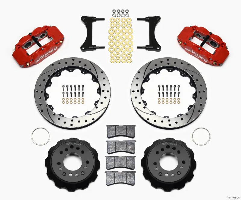 Wilwood 140-11963-DR, Narrow Superlite 6R Front Hat Kit 12.88in Drill Red 93-96 Mazda RX7