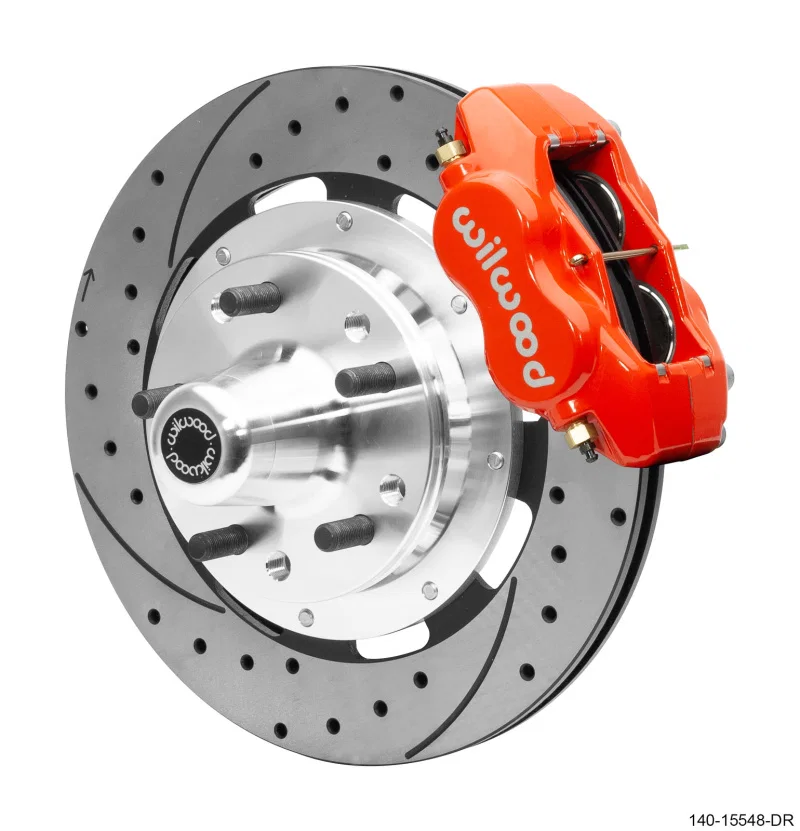 Wilwood 140-15548-DR, 55-57 Chevrolet Bel Air w/ CPP Spindle Forged Dynalite Front Big Brake Kit - Red