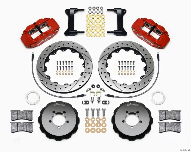 Wilwood 140-12874-DR, Narrow Superlite 6R Front Hat Kit 13.06in Drilled Red 1999-2012 Subaru WRX w/Lines