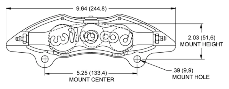 Wilwood 120-10128-P, DynaPro DP6 Lug Mount Polished Alum. Caliper 1.62in/1.12in/1.12in Piston .81in Rotor - Right