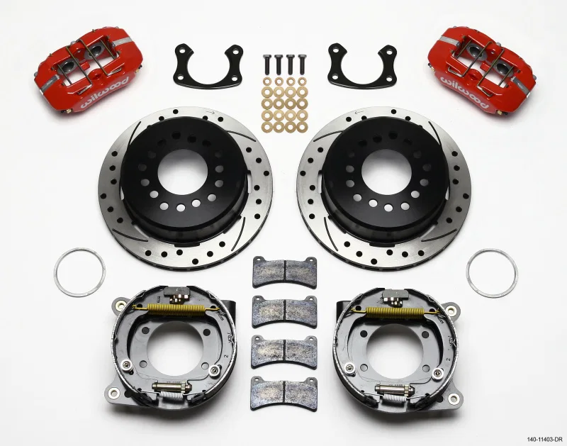 Wilwood 140-11403-DR, Dynapro Low-Profile 11.00in P-Brake Kit Drill-Red Small Ford 2.50in Offset