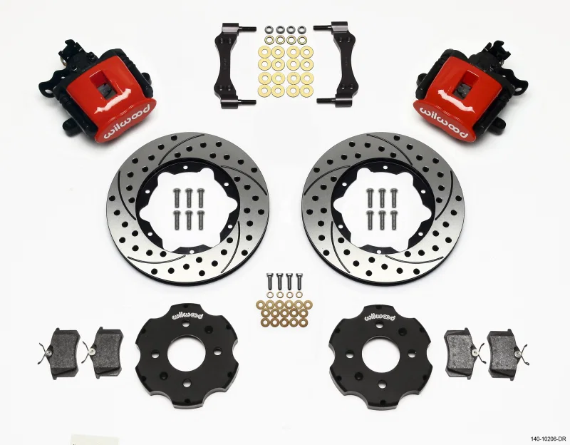 Wilwood 140-10206-DR, Combination Parking Brake Rear Kit 11.00in Drilled Red Civic / Integra Disc 2.39 Hub Offset