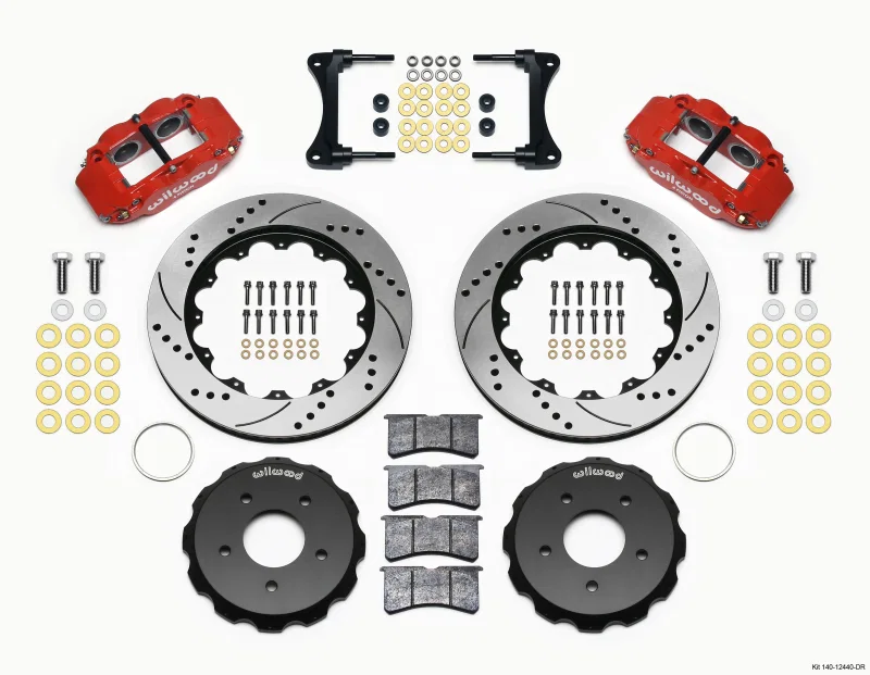 Wilwood 140-12440-DR, Narrow Superlite 4R Front Hat Kit 14.00in Drill Red 2007-Up Jeep Wrangler