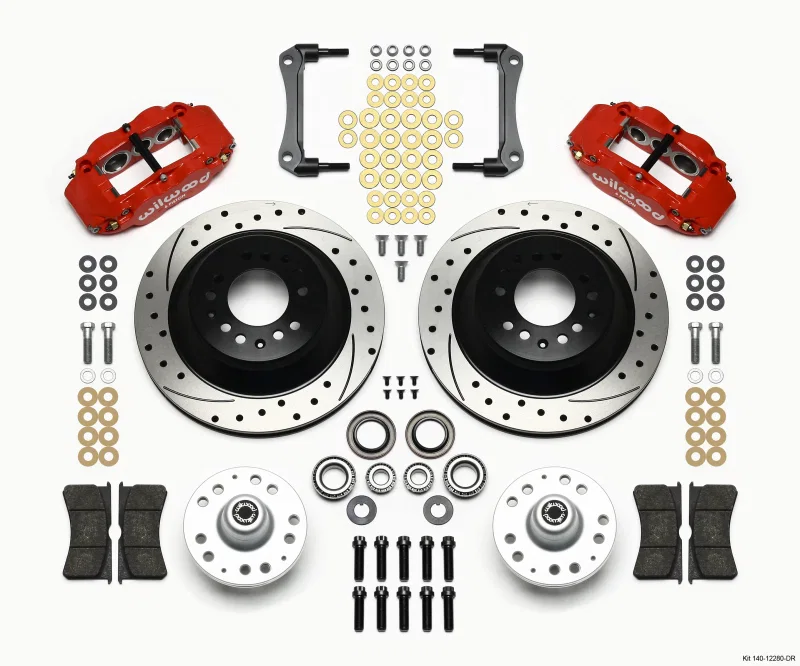 Wilwood 140-12280-DR, Narrow Superlite 6R Front Hub & 1PC Rtr Kit 12.88in Drilled -Red 79-81 Camaro