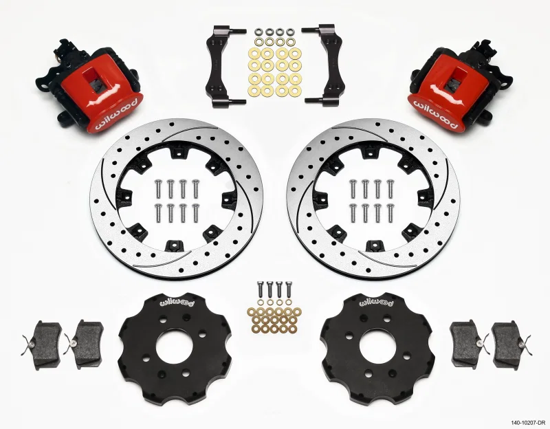 Wilwood 140-10207-DR, Combination Parking Brake Rear Kit 12.19in Drilled Red Civic / Integra Disc 2.39 Hub Offset