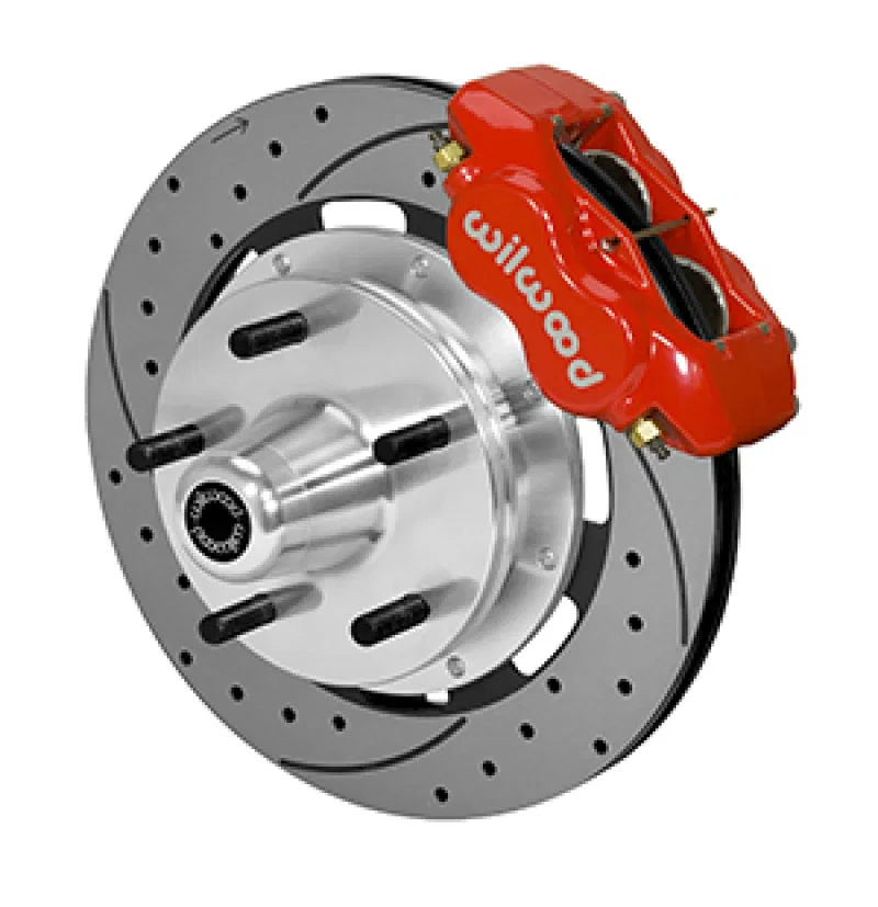 Wilwood 140-14532-DR, Forged Dynalite Front Kit 19.00in Drilled Rotor Red WWE ProSpindle (5x5.00in Hub)