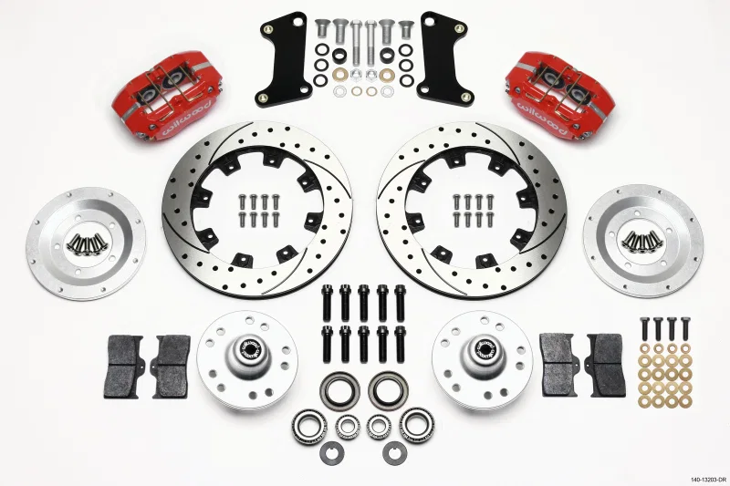 Wilwood 140-13203-DR, Dynapro Dust-Boot Front Kit 12.19in Drilled Red 67-69 Camaro 64-72 Nova Chevelle