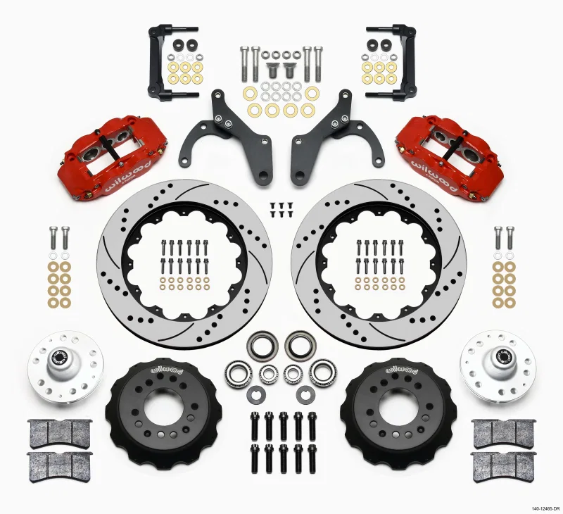 Wilwood 140-12465-DR, Narrow Superlite 6R Front Hub Kit 14.00in Drill Red 59-64 Chevy Impala / 63-64 Corvette