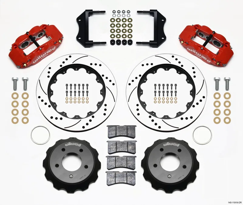 Wilwood 140-11919-DR, Narrow Superlite 6R Front Hat Kit 14.00in Drilled Red 84-87 Corvette C4