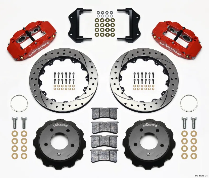 Wilwood 140-11918-DR, Narrow Superlite 6R Front Hat Kit 12.88in Drilled Red 84-87 Corvette C4