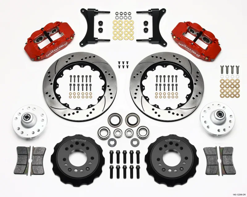 Wilwood 140-12299-DR, Narrow Superlite 6R Front Hub Kit 14.00in Drill Red 79-87 GM G Body