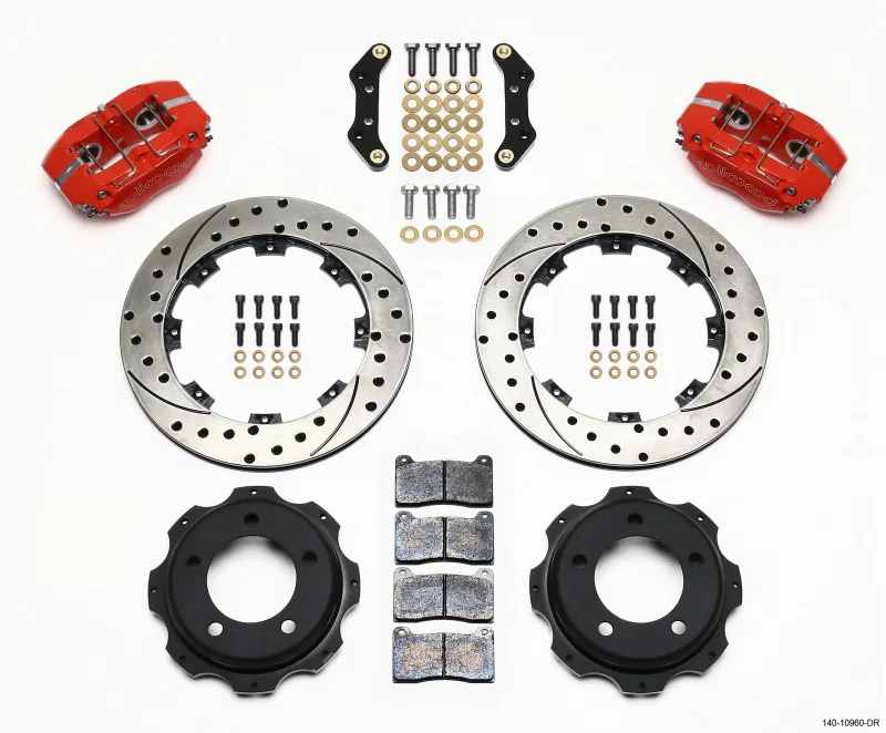 Wilwood 140-10960-DR, Dynapro Rear Kit 12.19in Drill-Red Backdraft Cobra (BMW E36 Based)