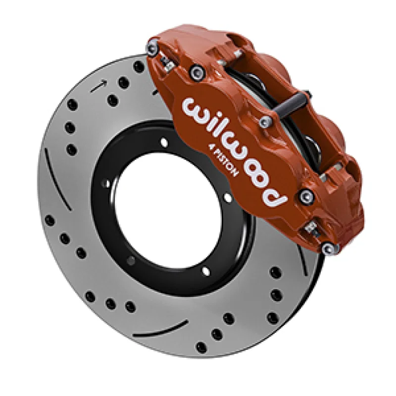 Wilwood 140-16681-DR, 84-87 Porsche 911 Base Superlite 4R Front Brake Kit w/ Red Caliper Drilled & Slotted Rotor