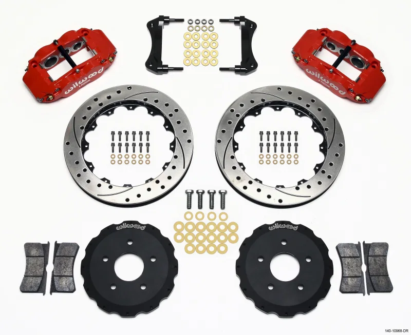 Wilwood 140-10968-DR, Narrow Superlite 6R Front Hat Kit 13.06in Drill Red Backdraft Cobra (BMW E36 Based)