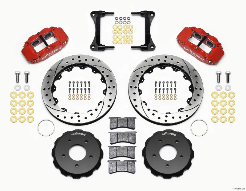 Wilwood 140-13880-DR, Narrow Superlite 4R Front Hat Kit 12.88in Drill Red 2007-Up Jeep Wrangler