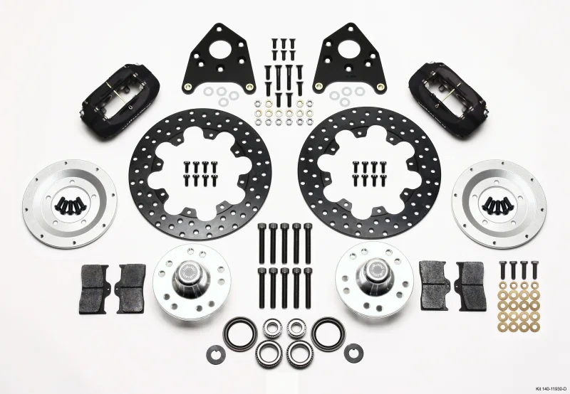 Wilwood 140-11930-D, Forged Dynalite Front Drag Kit Drilled Rotor 1970-1973 Mustang Disc & Drum Spindle