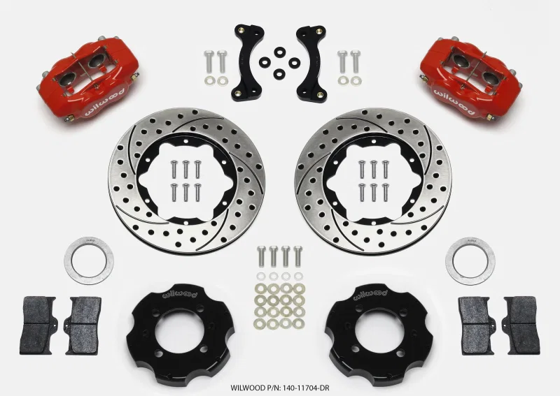 Wilwood 140-11704-DR, Forged Dynalite Front Hat Kit 11.00in Drilled Red 95-05 Miata