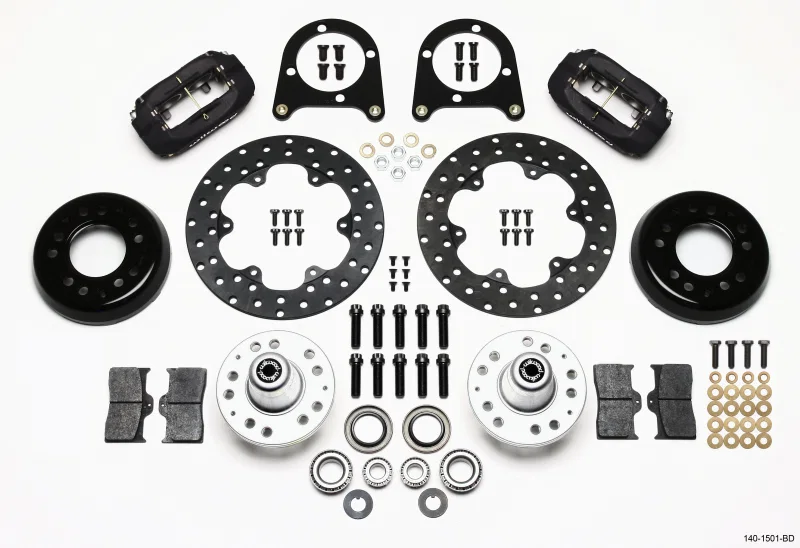 Wilwood 140-1501-BD, Forged Dynalite Front Drag Kit Drilled Rotor 37-48 Ford Psgr. Car Spindle
