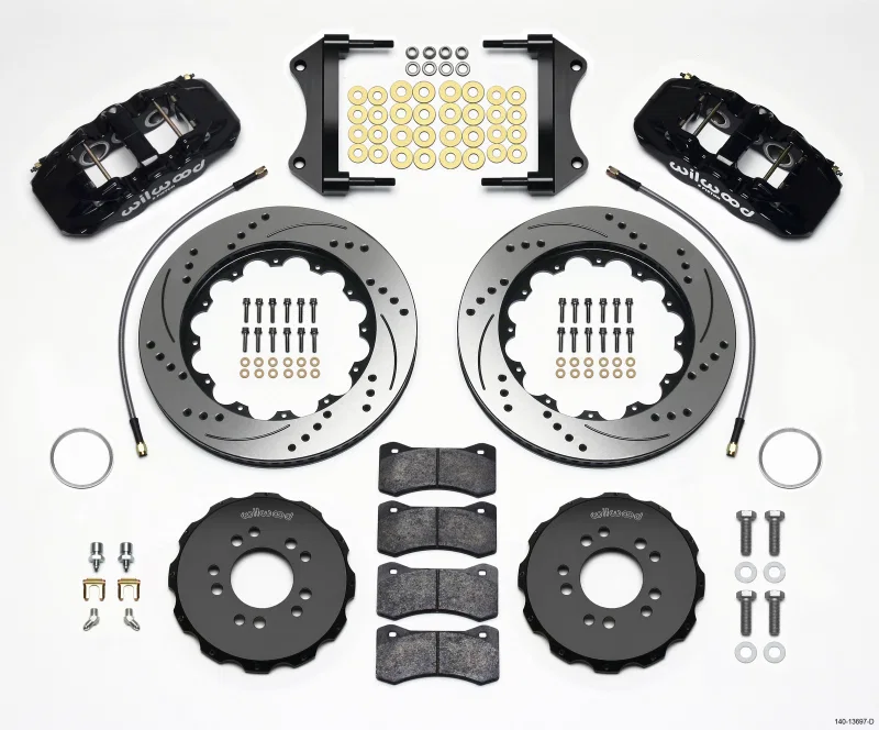 Wilwood 140-13697-D, AERO6 Front Hat Kit 14.25 Drilled 2014-Up Corvette C7 w/Lines