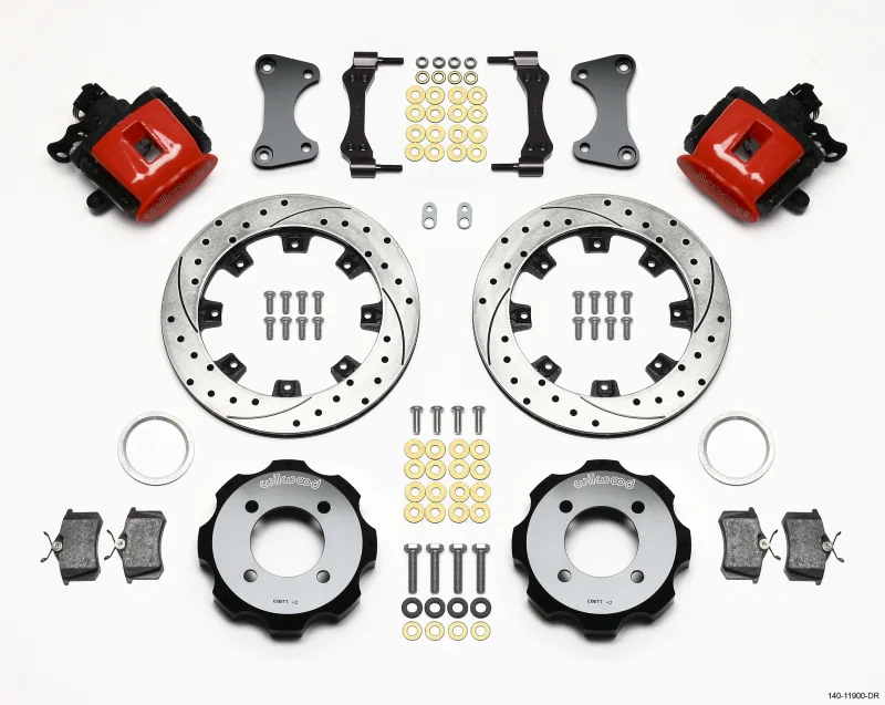 Wilwood 140-11900-DR, Combination Parking Brake Rear Kit 11.75in Drilled Red 2011 Fiesta Rear