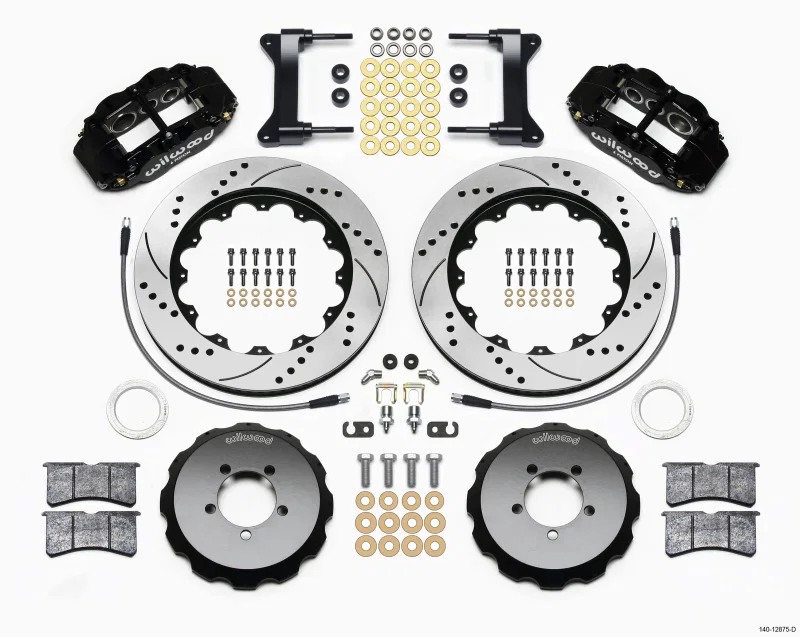Wilwood 140-12875-D, Narrow Superlite 6R Front Hat Kit 14.00in Drilled 1999-2012 Subaru WRX w/Lines