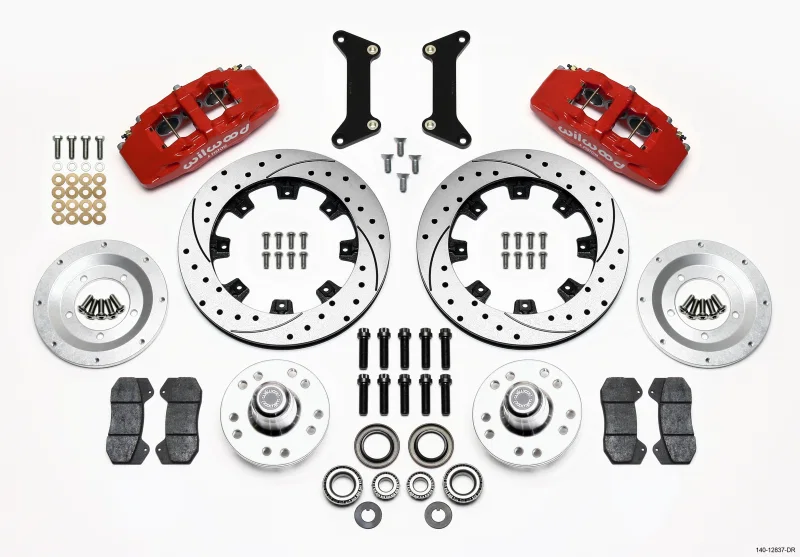 Wilwood 140-12837-DR, Dynapro 6 Front Hub Kit 12.19in Drilled Red 79-87 GM G Body