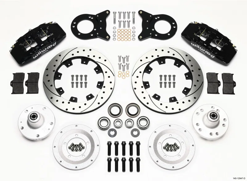 Wilwood 140-12947-D, Dynapro 6 Front Hub Kit 12.19in Drilled 1965-1969 Mustang Disc & Drum Spindle