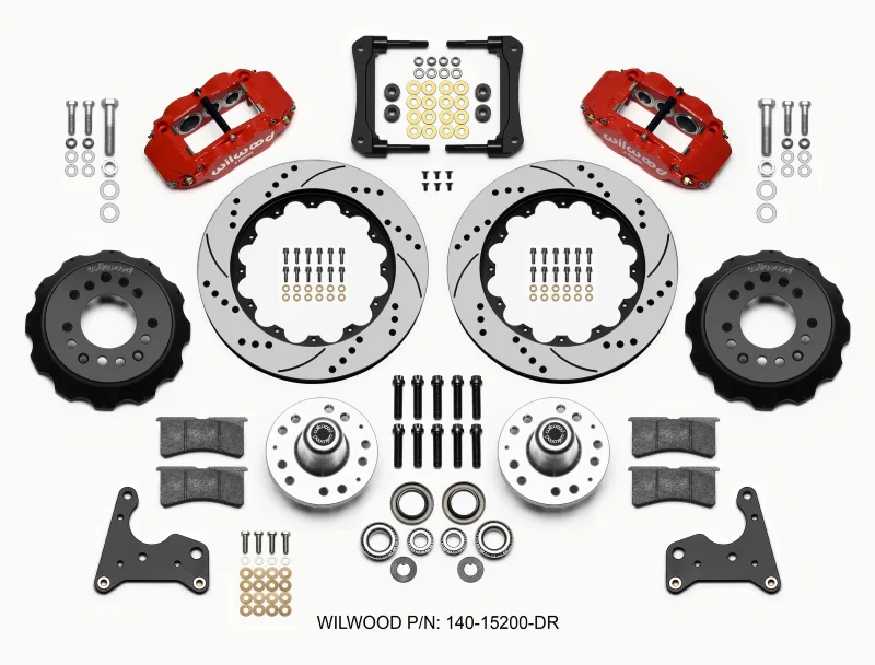 Wilwood 140-15200-DR, Narrow Superlite 6R Front Hub Kit 14.00in Drill Red 65-72 CDP C Body -Drum