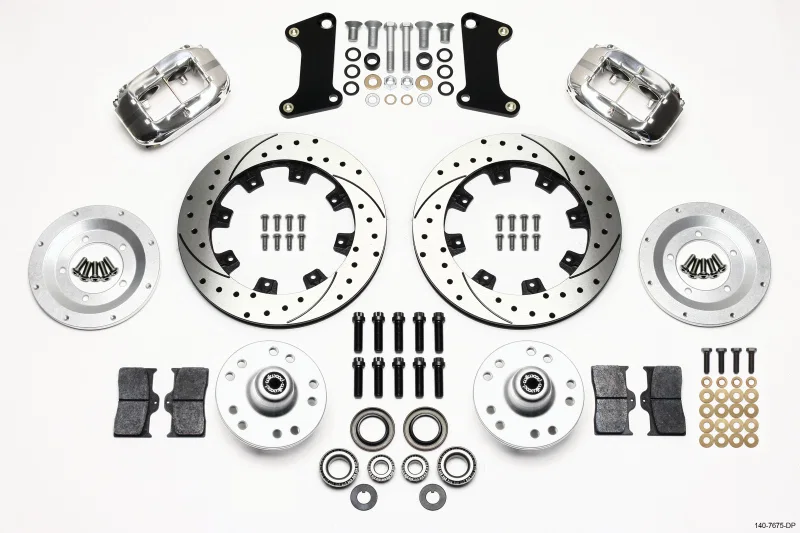Wilwood 140-7675-DP, Forged Dynalite Front Kit 12.19in Drilled Polished 67-69 Camaro 64-72 Nova Chevelle