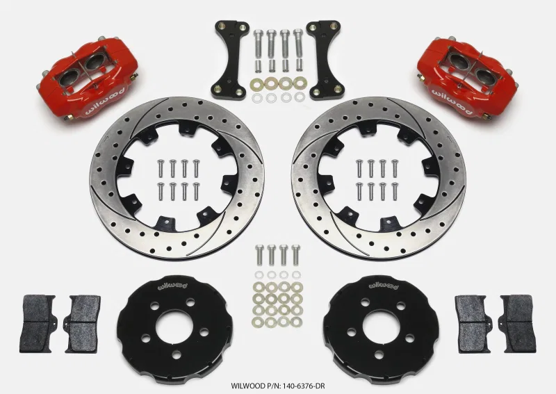 Wilwood 140-6376-DR, Forged Dynalite Front Hat Kit 12.19in Drilled Red 00-04 PT Cruiser/03-04 SRT/4