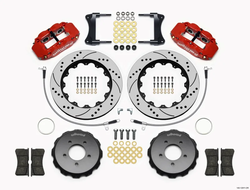Wilwood 140-12911-DR, Narrow Superlite 6R Front Hat Kit 14.00in Drill Red 2005-Up Mazda Miata w/ Lines
