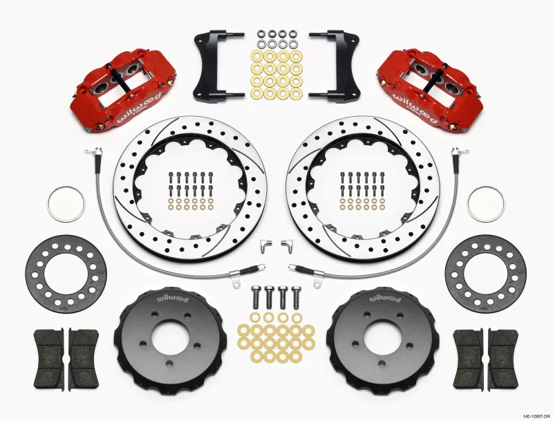 Wilwood 140-12907-DR, Narrow Superlite 6R Front Hat Kit 12.88in Drill Red 2005-Up Mazda Miata w/ Lines