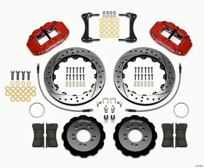 Wilwood 140-13043-DR, Narrow Superlite 6R Front Hat Kit 13.06in Drilled Red 2008-up Hyundai Genesis Coupe w/Lines