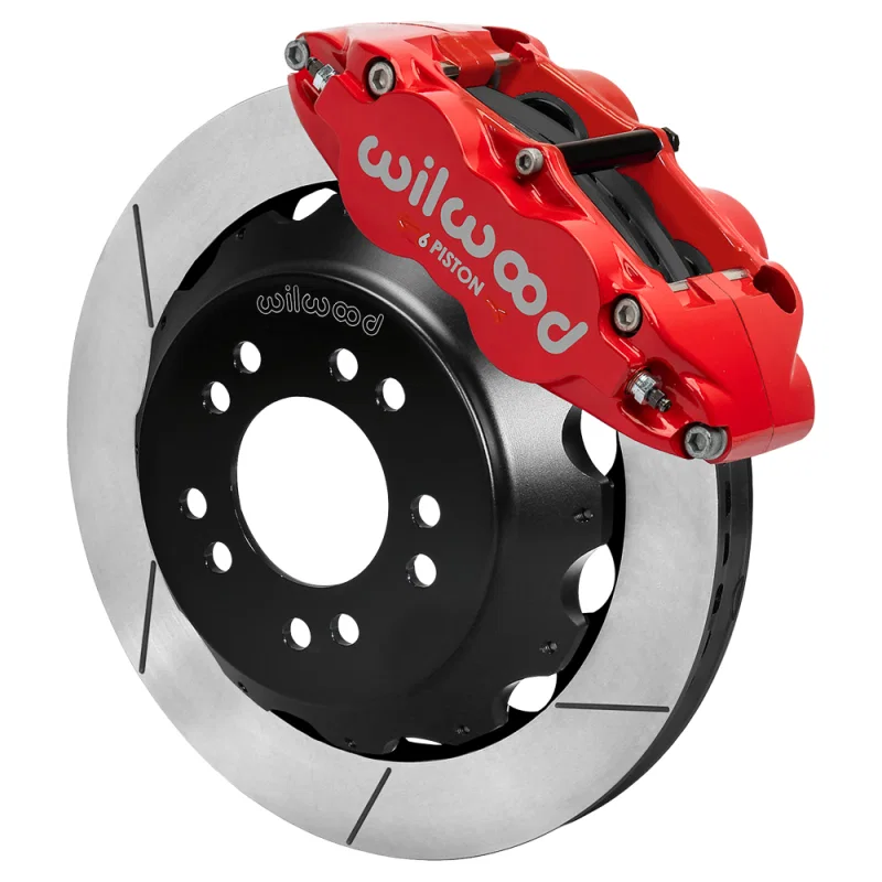 Wilwood 140-18366-R, Ford Mustang II Ford Narrow Superlite 6 Front Brake Kit w/ 12.88in Slotted Rotor - Red
