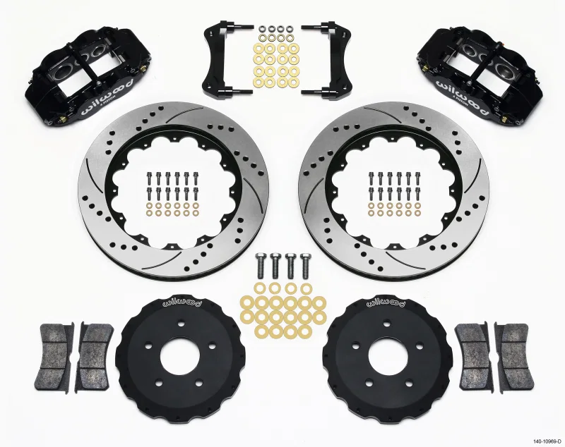 Wilwood 140-10969-D, Narrow Superlite 6R Front Hat Kit 14.00in Drilled Backdraft Cobra (BMW E36 Based)