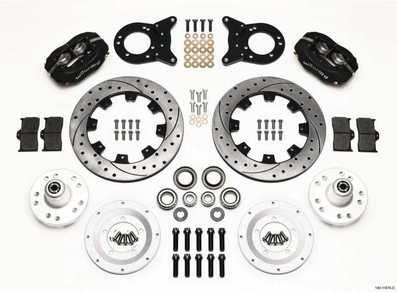 Wilwood 140-11074-D, Forged Dynalite Front Kit 12.19in Drilled 1970-1973 Mustang Disc & Drum Spindle