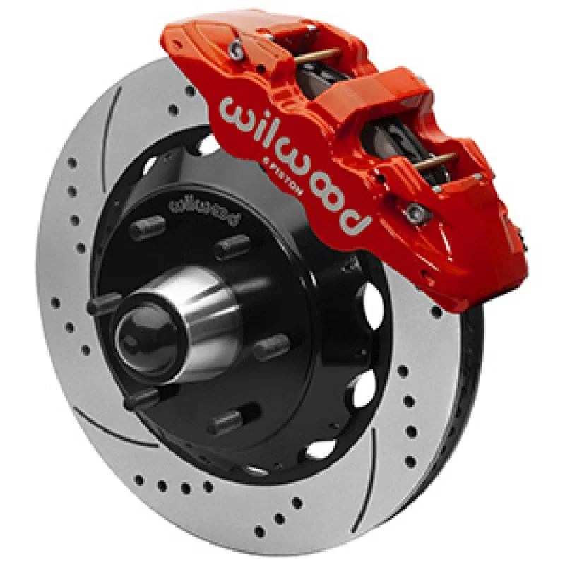 Wilwood 140-16459-DR, 63-87 C10 CPP Spindle AERO6 Front BBK 14in Drilled/Slotted 6x5.5 BC - Red