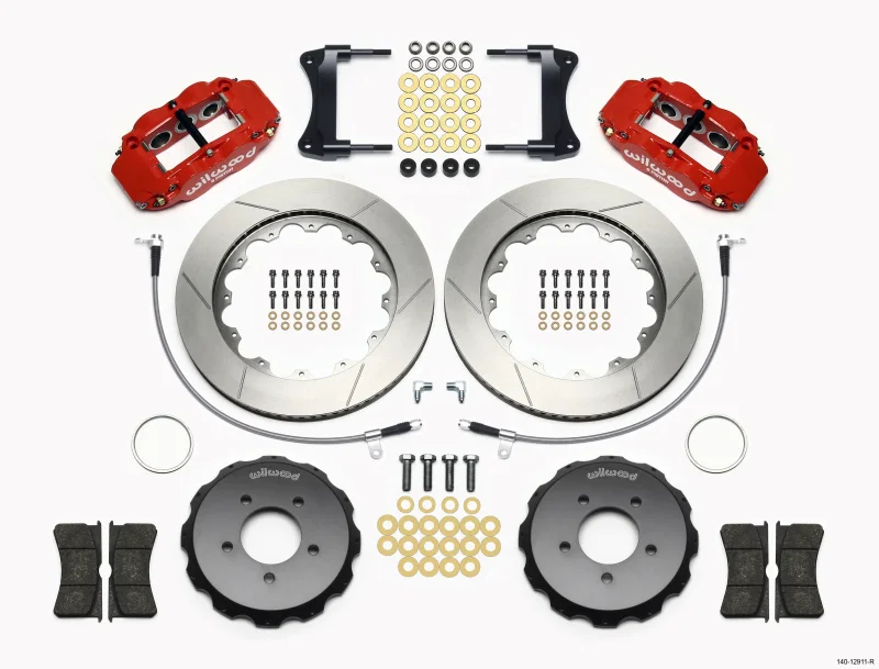 Wilwood 140-12911-R, Narrow Superlite 6R Front Hat Kit 14.00in Red 2005-Up Mazda Miata w/ Lines