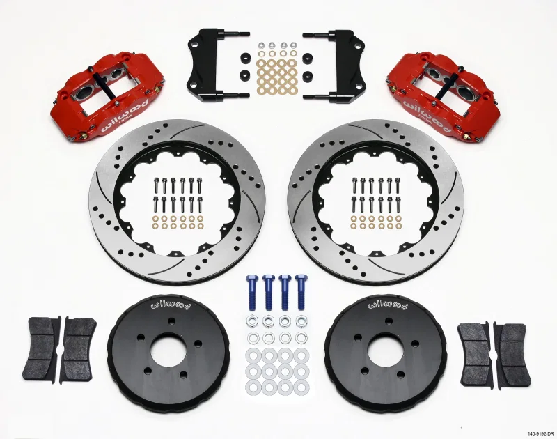 Wilwood 140-9192-DR, Narrow Superlite 6R Front Hat Kit 14.00in Drill Red Nissan 350Z/Fiti G35