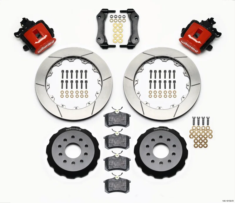 Wilwood 140-10158-R, Combination Parking Brake Rear Kit 12.88in Red Mustang 94-04