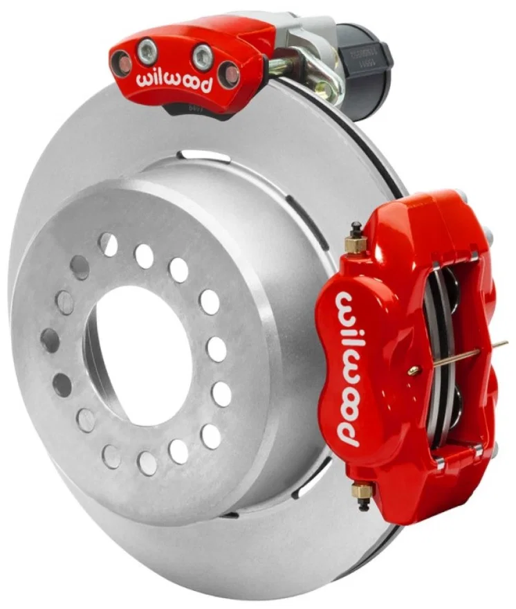 Wilwood 140-16130-R, Forged Dynalite Rear Electronic Parking Brake Kit - Red Powder Coat Caliper - Plain Rotor