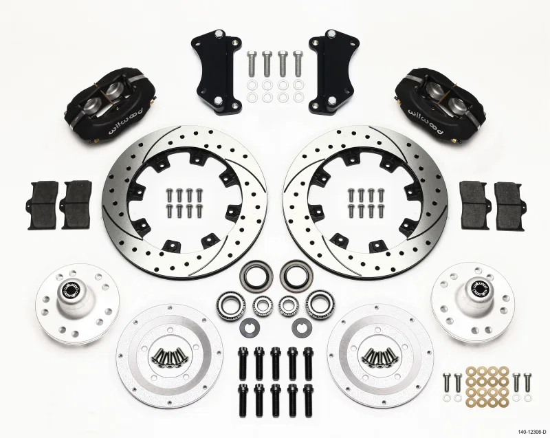 Wilwood 140-12306-D, Forged Dynalite Front Kit 12.19in Drilled Heidts Tri -5 2 inch Drop Spindle