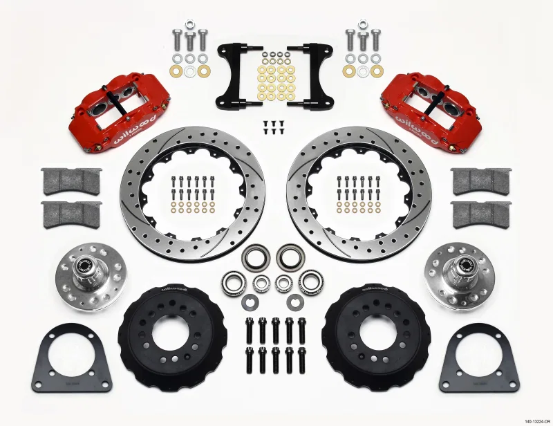 Wilwood 140-13224-DR, Narrow Superlite 6R Front Hub Kit 12.88in Drill Red TCI-IFS 71-78 (Pinto Based)
