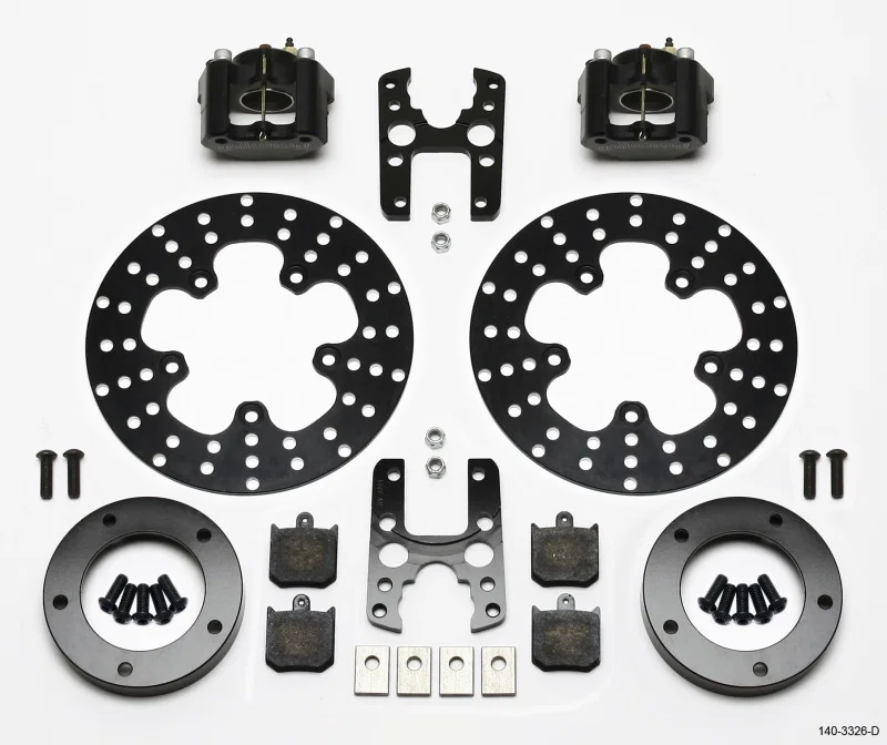 Wilwood 140-3326-D, Dynalite Single Floater Front Drag Kit Drilled P&S Anglia Spindle Mount Wheel