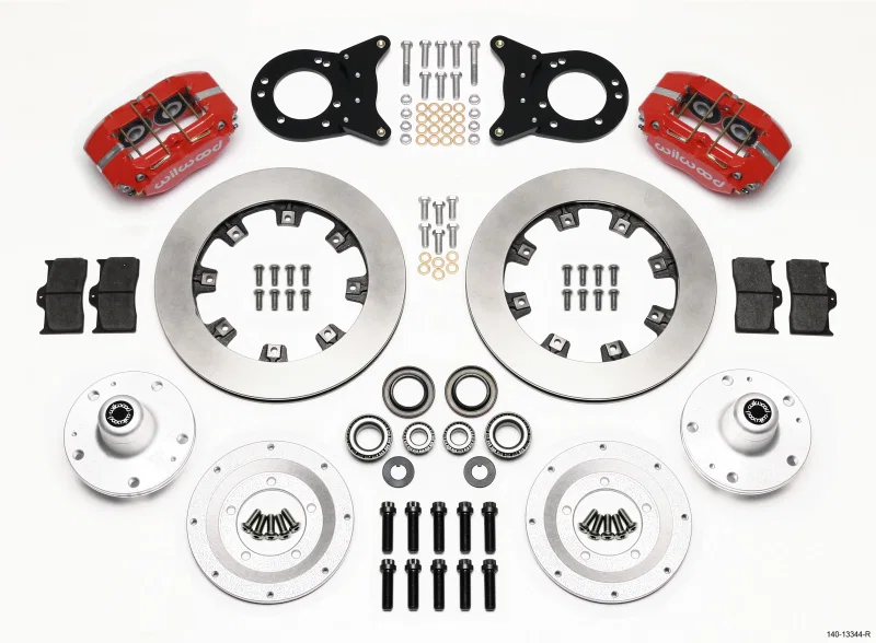 Wilwood 140-13344-R, Dynapro Dust-Boot Front Kit 12.19in Red 1965-1969 Mustang Disc & Drum Spindle