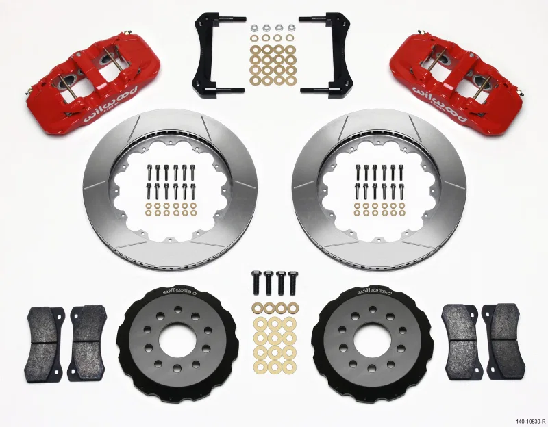 Wilwood 140-10830-R, AERO6 Front Hat Kit 14.00 Red 2005-2014 Mustang