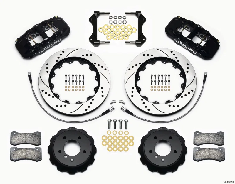 Wilwood 140-13582-D, AERO6 Front Hat Kit 14.00 Drilled 2007-2011 BMW E90 Series w/Lines