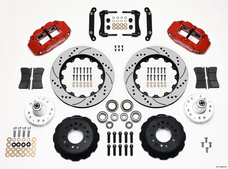Wilwood 140-10486-DR, Narrow Superlite 6R Front Hub Kit 14.00in Drill Red 70-78 Camaro