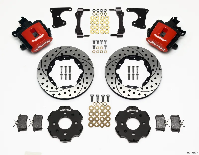 Wilwood 140-10210-DR, Combination Parking Brake Rear Kit 11.00in Drilled Red Civic / Integra Drum 2.71 Hub Offset