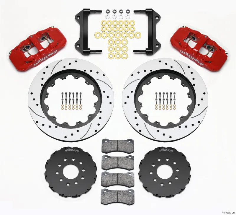 Wilwood 140-13903-DR, AERO6 Front Hat Kit 15.00 Drilled Red 97-04 Corvette C5/Z06 05-13 C6